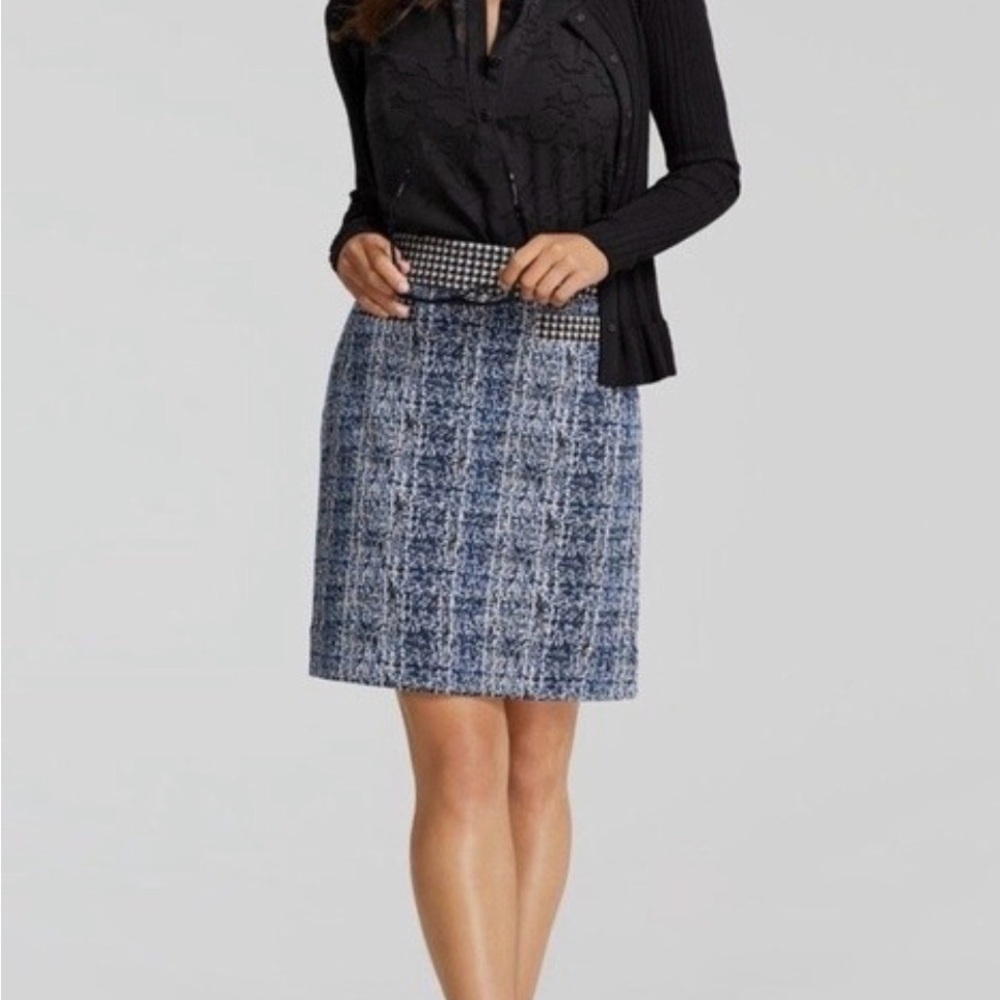 CAbi 21 Club Skirt Blue Matrix